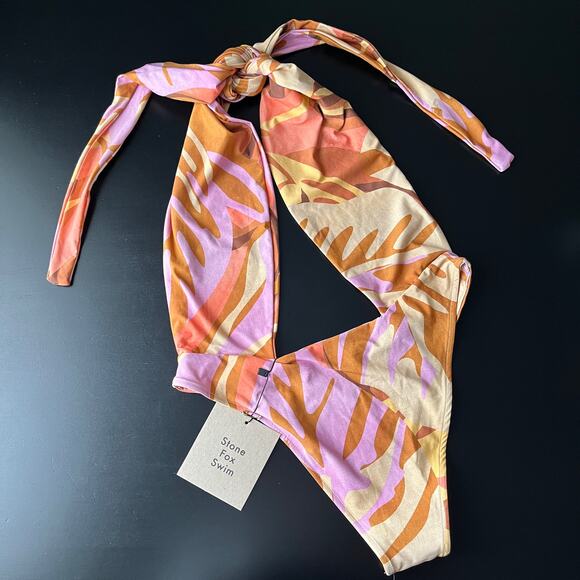 Stone Fox Swim Azalea Halter Cut Out One Piece  NWT - Picture 9 of 12